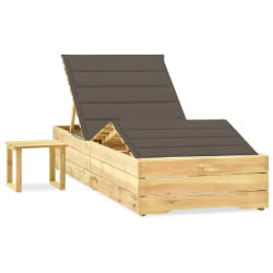 vidaXL Chaise longue de jardin avec table et coussin Pin imprégné - TU