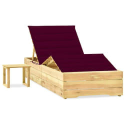 vidaXL Chaise longue de jardin avec table et coussin Pin imprégné - TU
