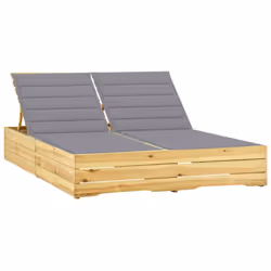 Cette chaise longue double en bois avec coussin combine style et fonctionnalité et ajoute une touche de charme rustique à vot ...