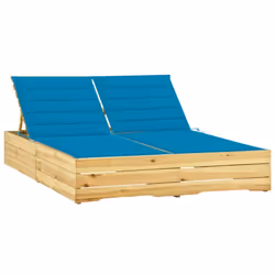 Cette chaise longue double en bois avec coussin combine style et fonctionnalité et ajoute une touche de charme rustique à vot ...