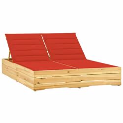 Cette chaise longue double en bois avec coussin combine style et fonctionnalité et ajoute une touche de charme rustique à vot ...