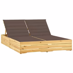 Cette chaise longue double en bois avec coussin combine style et fonctionnalité et ajoute une touche de charme rustique à vot ...