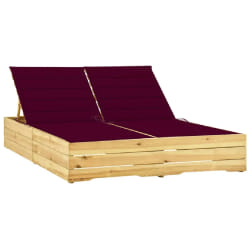 vidaXL Chaise longue double et coussins bordeaux Bois de pin imprégné - TU