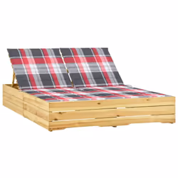 Cette chaise longue double en bois avec coussin combine style et fonctionnalité et ajoute une touche de charme rustique à vot ...