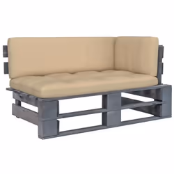 vidaXL Canapé d'angle palette de jardin Gris Bois de pin imprégné - TU