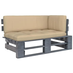 vidaXL Canapé d'angle palette de jardin Gris Bois de pin imprégné - TU