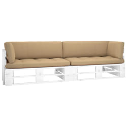 vidaXL Canapé palette 2 places avec coussins Pin imprégné de blanc - TU