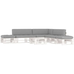 Vidaxl - Salon de jardin palette 6 pcs et coussins Pin imprégné de blanc