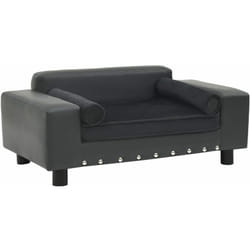 Canapé pour chien Gris foncé 81x43x31 cm Peluche et similicuir Vidaxl