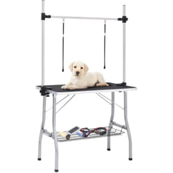Vidaxl - Table de toilettage réglable de chiens avec 2 boucles et panier