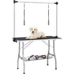 Vidaxl - Table de toilettage réglable de chiens avec 2 boucles et panier
