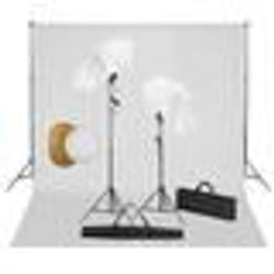 vidaXL Kit de studio photo avec lampes toile de fond et réflecteur - TU