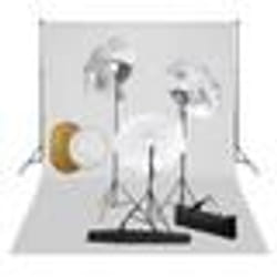 vidaXL Kit de studio photo avec lampes toile de fond et réflecteur - TU