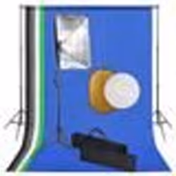 vidaXL Kit de studio photo avec lampes toile de fond et réflecteur - TU