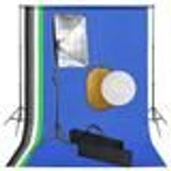 vidaXL Kit de studio photo avec lampes toile de fond et réflecteur - TU