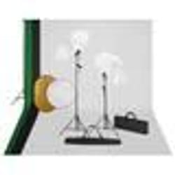 vidaXL Kit de studio photo avec lampes toile de fond et réflecteur - TU