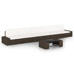 vidaXL Salon de jardin 6 pcs avec coussins Marron Résine tressée - TU