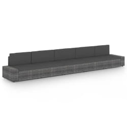 vidaXL Salon de jardin 5 pcs avec coussins Gris Résine tressée - TU