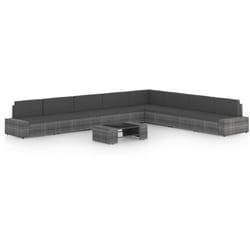 Vidaxl - Salon de jardin 9 pcs avec coussins Gris Résine tressée