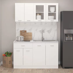 Ensemble de meubles de cuisine 4 pcs Blanc Bois d'ingénierie vidaXL
