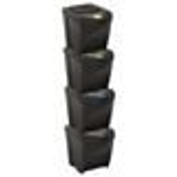 vidaXL Poubelles empilables 4 pcs Anthracite 100 L - TU