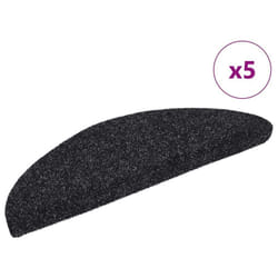 vidaXL Tapis d'escalier autocollants 5 pièces 56 x 17 x 3 cm Noir Demi-rond