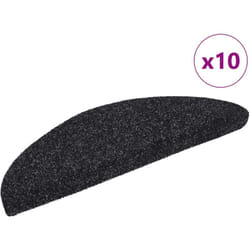 vidaXL Tapis d'escalier autocollants 10 pièces 56 x 17 x 3 cm Noir Demi-rond