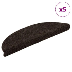vidaXL Tapis d'escalier auto-adhésifs 5 pièces 56 x 17 x 3 cm Marron Demi-rond