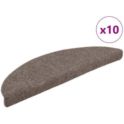 vidaXL Tapis d'escalier autocollants 10 pièces 56 x 17 x 3 cm Beige Demi-rond
