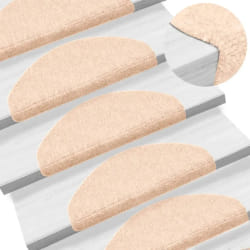 vidaXL Tapis d'escalier auto-adhésifs 5 pièces 65 x 21 x 4 cm Crème Demi-rond Grand