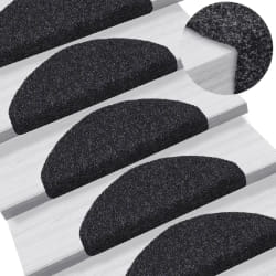 vidaXL Tapis d'escalier autocollants 5 pièces 65 x 21 x 4 cm Noir Demi-rond Grand