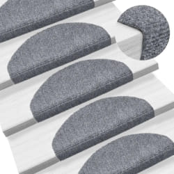 vidaXL Tapis d'escalier autocollants 5 pièces 65 x 21 x 4 cm Gris clair Demi-rond Grand