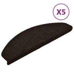 vidaXL Tapis d'escalier auto-adhésifs 5 pièces 65 x 21 x 4 cm Marron foncé Demi-rond Grand