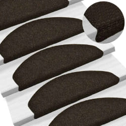vidaXL Tapis d'escalier auto-adhésifs 10 pièces 65 x 21 x 4 cm Marron foncé Demi-rond Grand