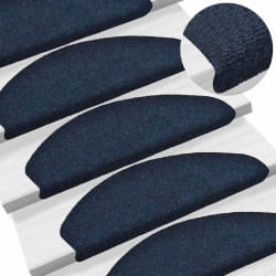 vidaXL Tapis d'escalier autocollants 10 pièces 65 x 21 x 4 cm Bleu marine Demi-rond Grand