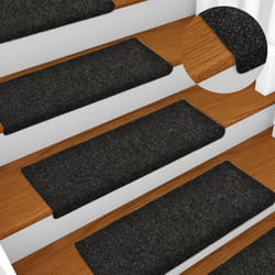 vidaXL Tapis d'escalier autocollants 5 pièces 65 x 21 x 4 cm Noir Bord rectangulaire