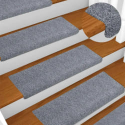 vidaXL Tapis d'escalier autocollants vidaXL, 5 pièces, 65 x 21 x 4 cm, gris clair, bord rectangulaire
