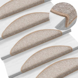 vidaXL Tapis d'escalier 10 pcs 56x17x3 cm Marron clair