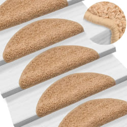 vidaXL Tapis d'escalier 10 pcs 56x17x3 cm Beige