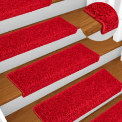 vidaXL Tapis d'escalier 10 pcs 65x21x4 cm Rouge