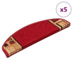 vidaXL Tapis d'escalier autoadhésifs 5 pcs 65x21x4 cm Rouge