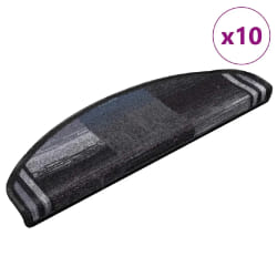 vidaXL Tapis d'escalier autoadhésifs 10 pcs 65x21x4 cm Noir et gris