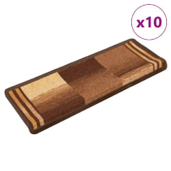 VIDAXL Tapis d'escalier Autoadhésifs 10 pcs - Marron 65x21 cm