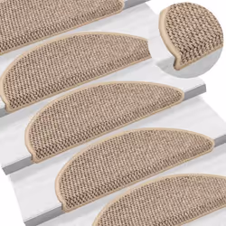 vidaXL Tapis d'escalier autocollants 15 pcs 56x17x3 cm Beige foncé