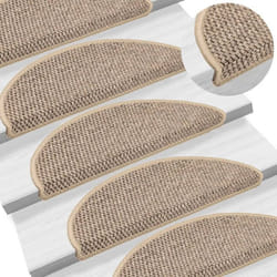 vidaXL Tapis d'escalier autocollants 15 pcs 56x17x3 cm Beige foncé