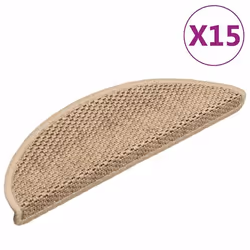 vidaXL Tapis d'escalier autocollants 15 pcs 56x17x3 cm Sable
