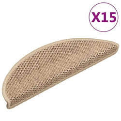 vidaXL Tapis d'escalier autocollants 15 pcs 56x17x3 cm Sable