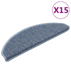 vidaXL Tapis d'escalier autocollants 15 pcs 65x21x4 cm Bleu