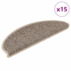 vidaXL Tapis d'escalier autocollants 15 pcs 65x21x4 cm Beige foncé