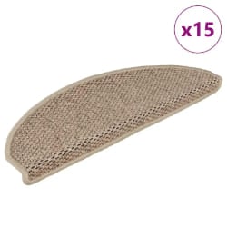 vidaXL Tapis d'escalier autocollants 15 pcs 65x21x4 cm Sable